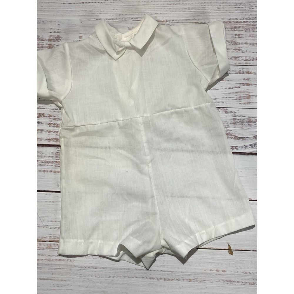 Vintage Boys White Christening Jumper‎ Newborn Pageboy Baptism Gown Romper Suit